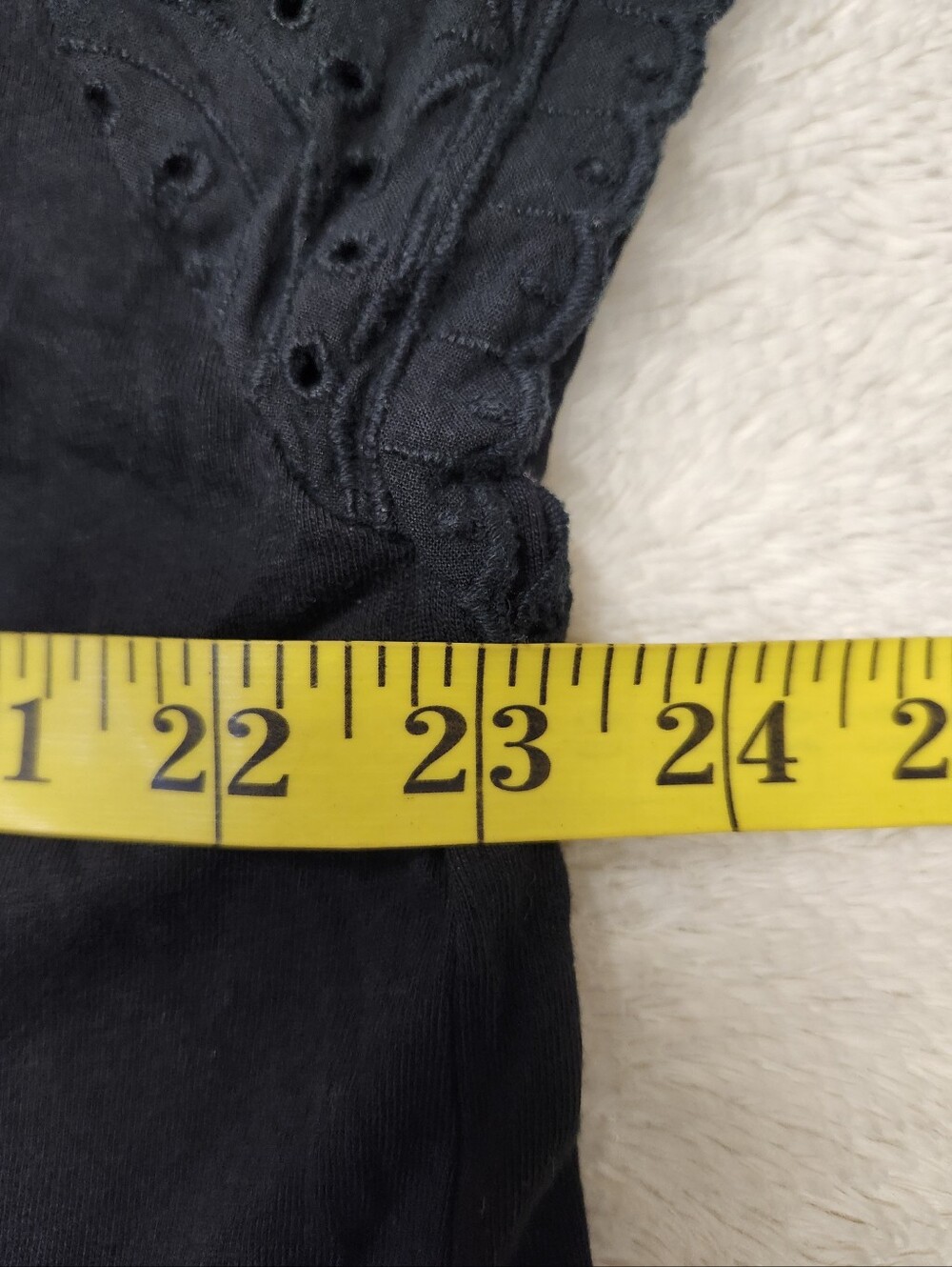 • Gap Women's Short Eyelet Sleeve Boxy T-Shirt Size XXL Black Cotton Modal Blend - Picture 9 of 11